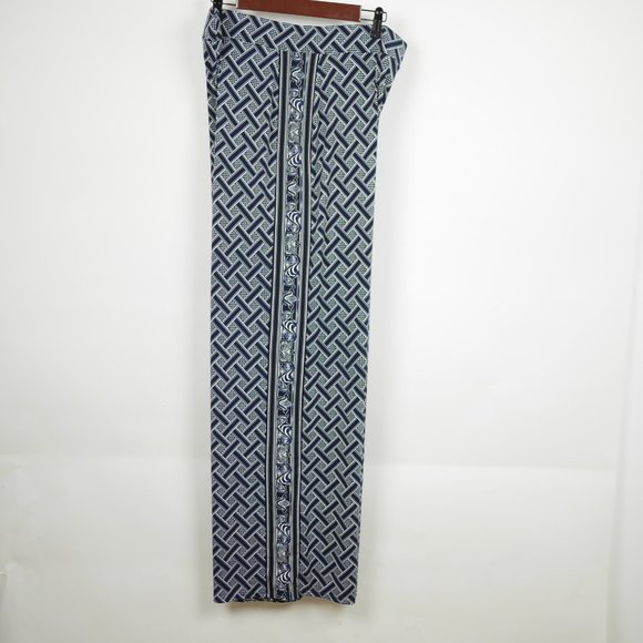 WHITE HOUSE BLACK MARKET Women's L Blue & white pull on stretch pants elastic - Picture 6 of 10